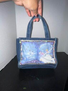 Vintage  Disney Cinderella Beaded Sequin Canvas Tote Red